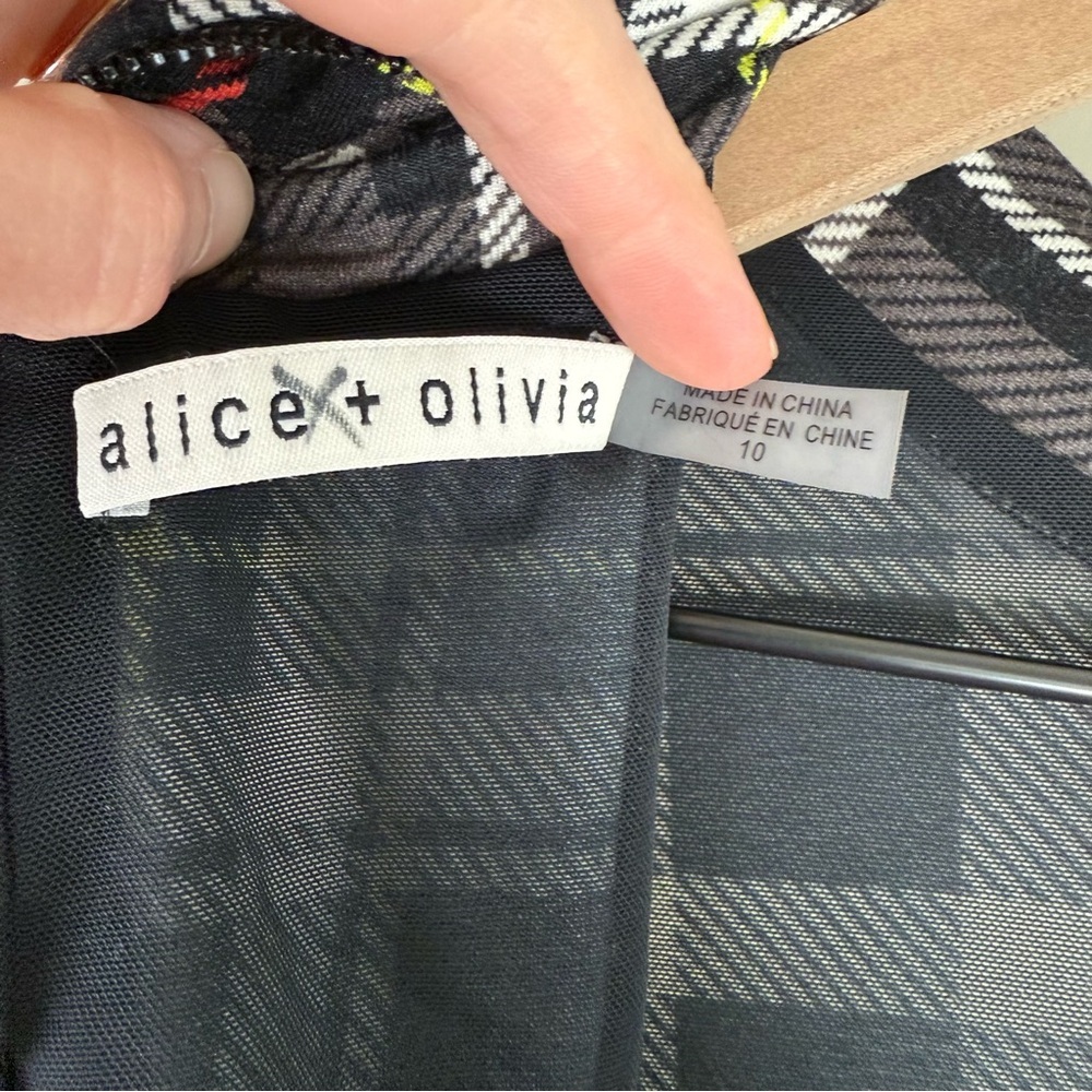Alice + Olivia Delora Turtleneck Mini Dress in Freedom Plaid Black New Size‎ 10 - Picture 11 of 15